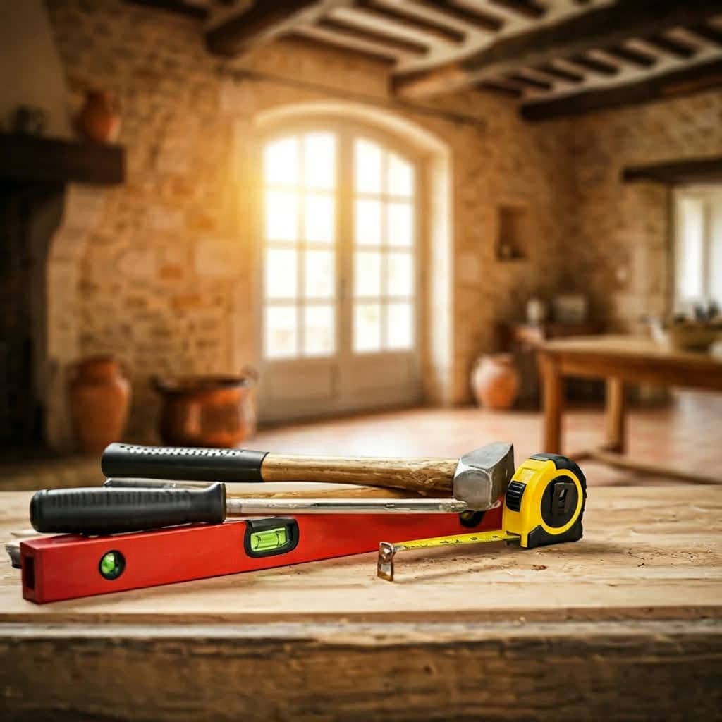 Outils d'artisan sur un établi, représentant la qualité et le savoir-faire de VLM Tout Faire